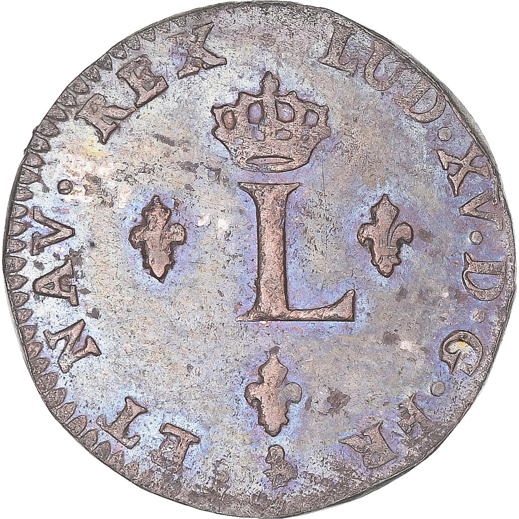 Moneta, Francia, Louis XV, 2 Sols, 1762, Paris, BB, Biglione, KM:500.1