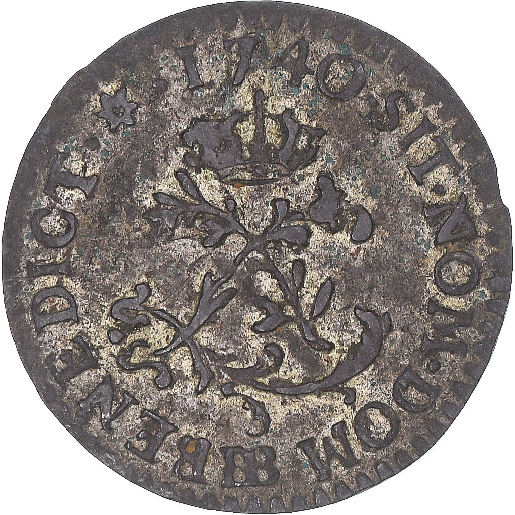 Moneta, Francia, Louis XV, Sol, 1740, Strasbourg, MB+, Biglione, KM:501.3