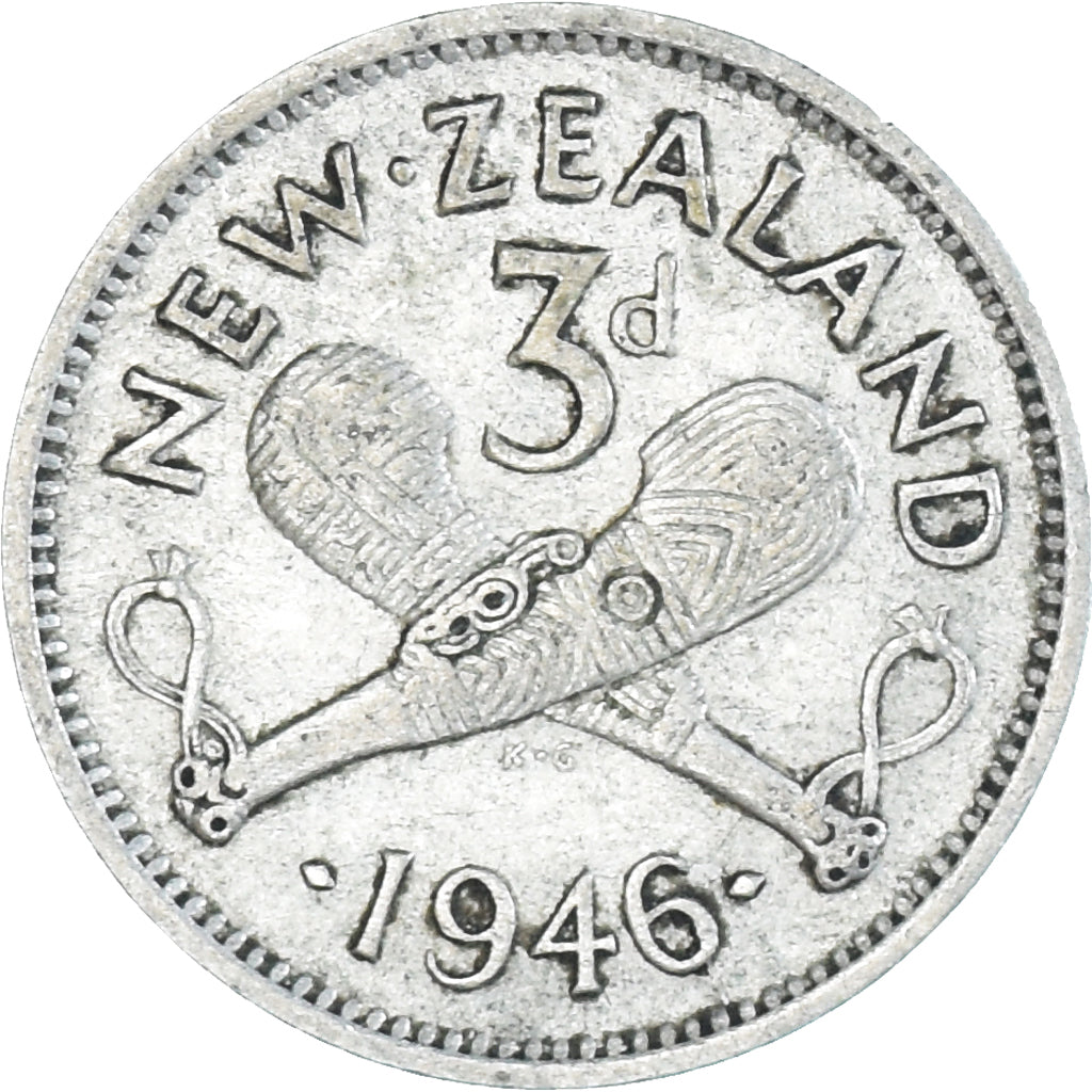 Münze, Neuseeland, George VI, 3 Pence, 1946, British Royal Mint, SS, Silber