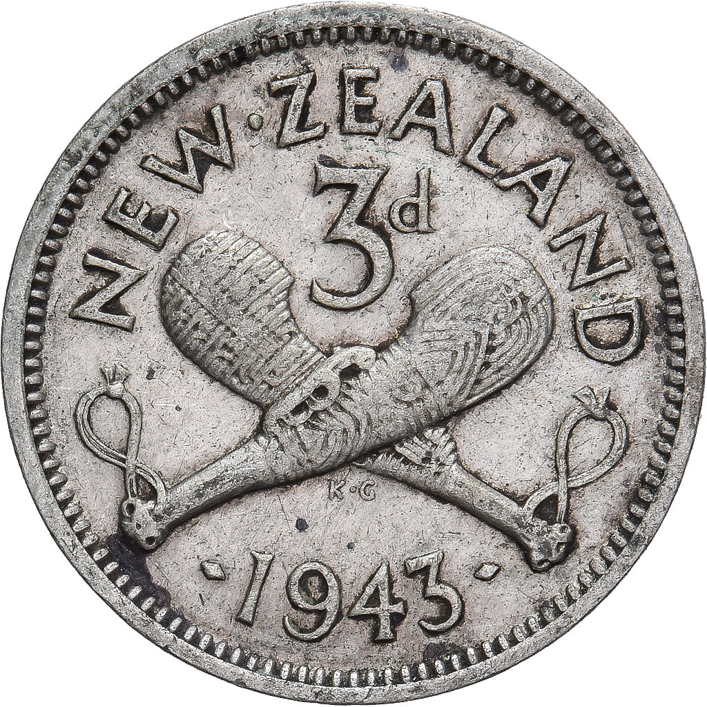 Coin, New Zealand, George VI, 3 Pence, 1943, British Royal Mint, VF(30-35)