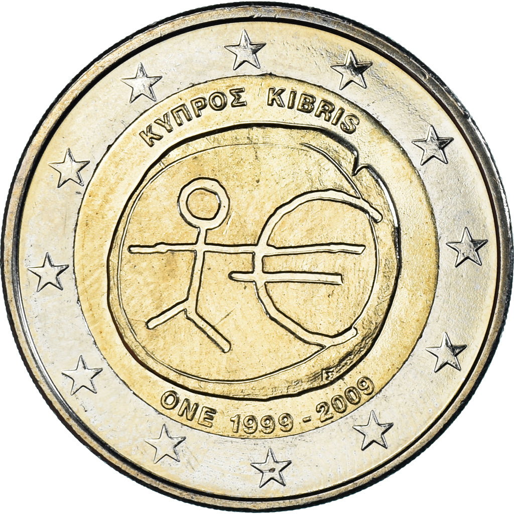 Cyprus, 2 Euro, ONE, 2009, MS(60-62), Bi-Metallic, KM:89