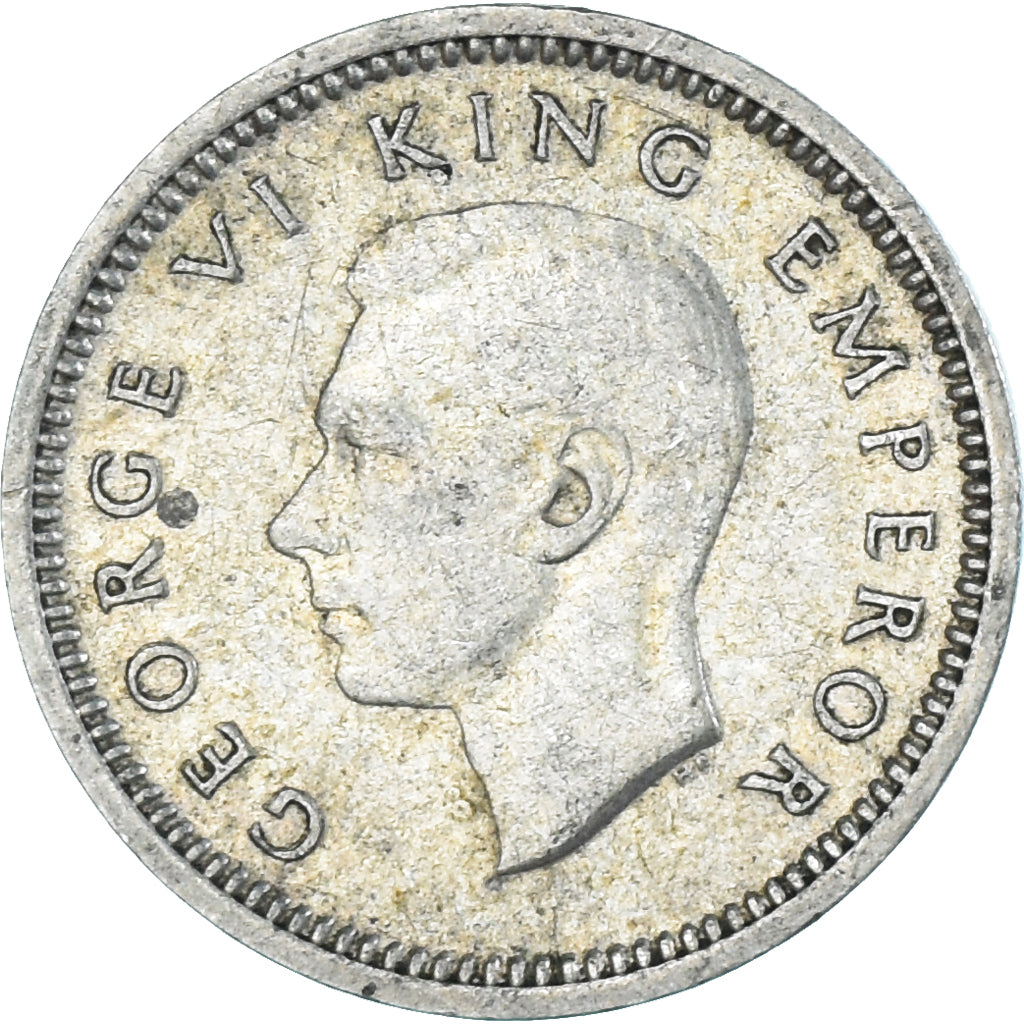 Münze, Neuseeland, George VI, 3 Pence, 1945, British Royal Mint, SS, Silber