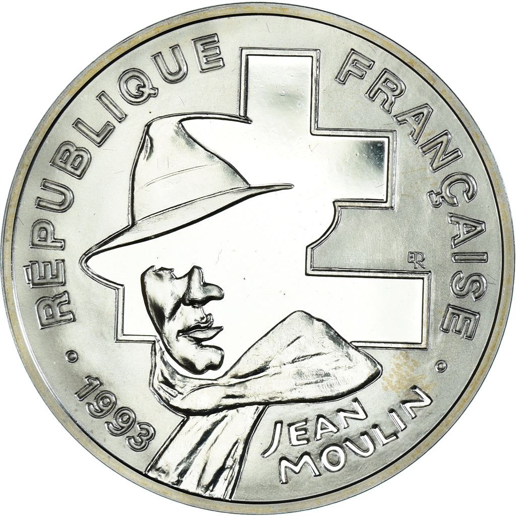 Munten, Frankrijk, Jean Moulin, 100 Francs, 1993, Monnaie de Paris, BE, FDC