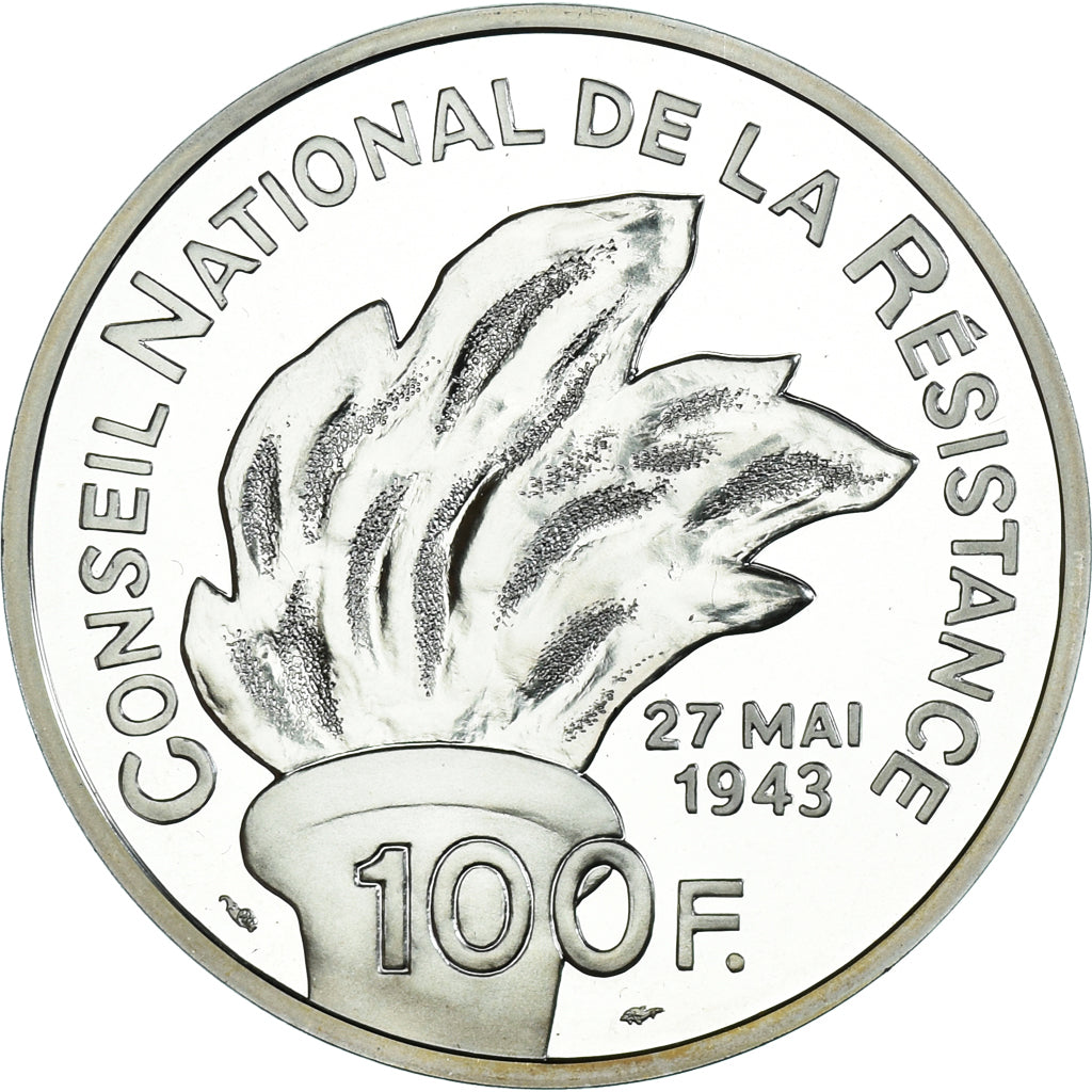 Munten, Frankrijk, Jean Moulin, 100 Francs, 1993, Monnaie de Paris, BE, FDC