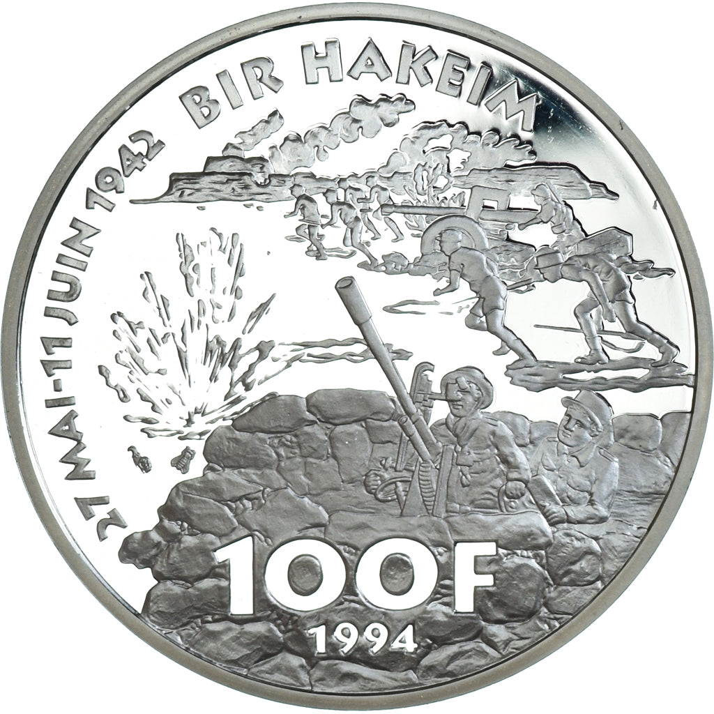 Moneda, Francia, Koenig, 100 Francs, 1994, Monnaie de Paris, BE, FDC, Plata