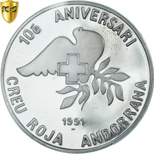 Coin, Andorra, Croix Rouge, 25 Diners, 1991, Pobjoy Mint, Proof, PCGS, PR65DCAM