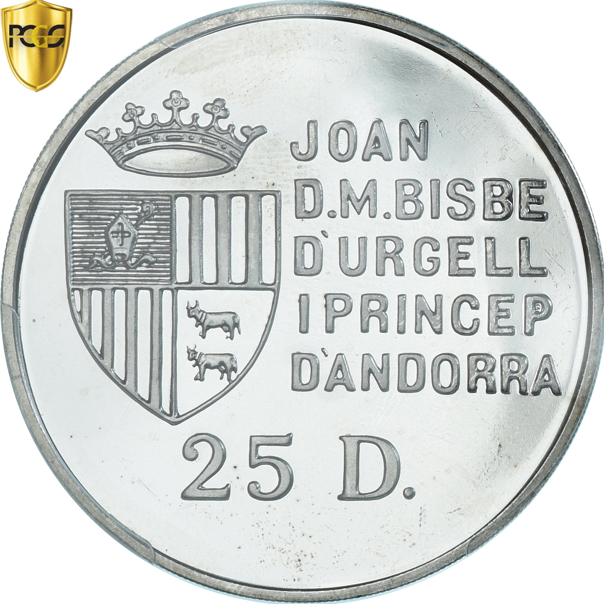 Moeda, Andorra, Croix Rouge, 25 Diners, 1991, Pobjoy Mint, Proof, PCGS