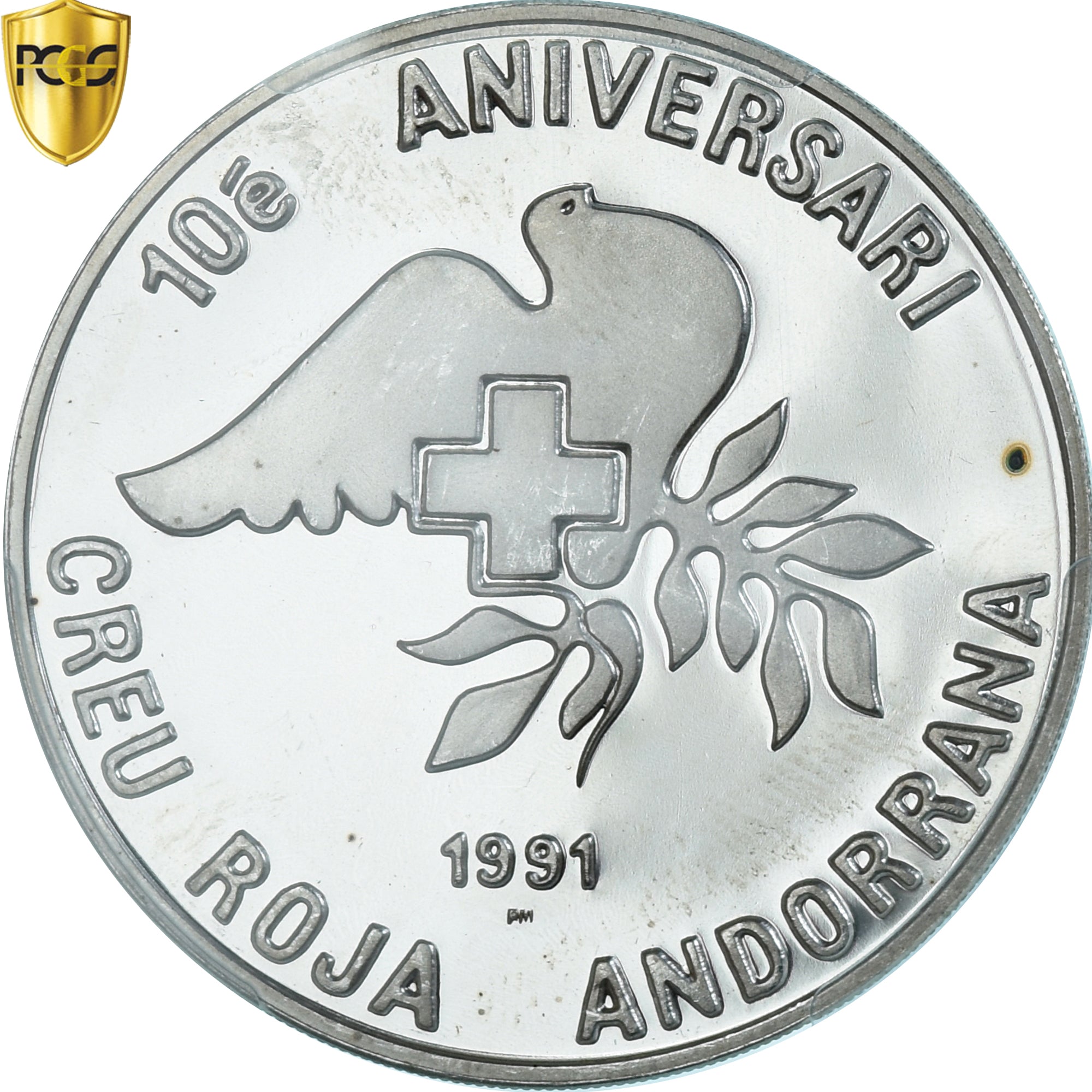 Moneta, Andorra, Croix Rouge, 25 Diners, 1991, Pobjoy Mint, Proof, PCGS