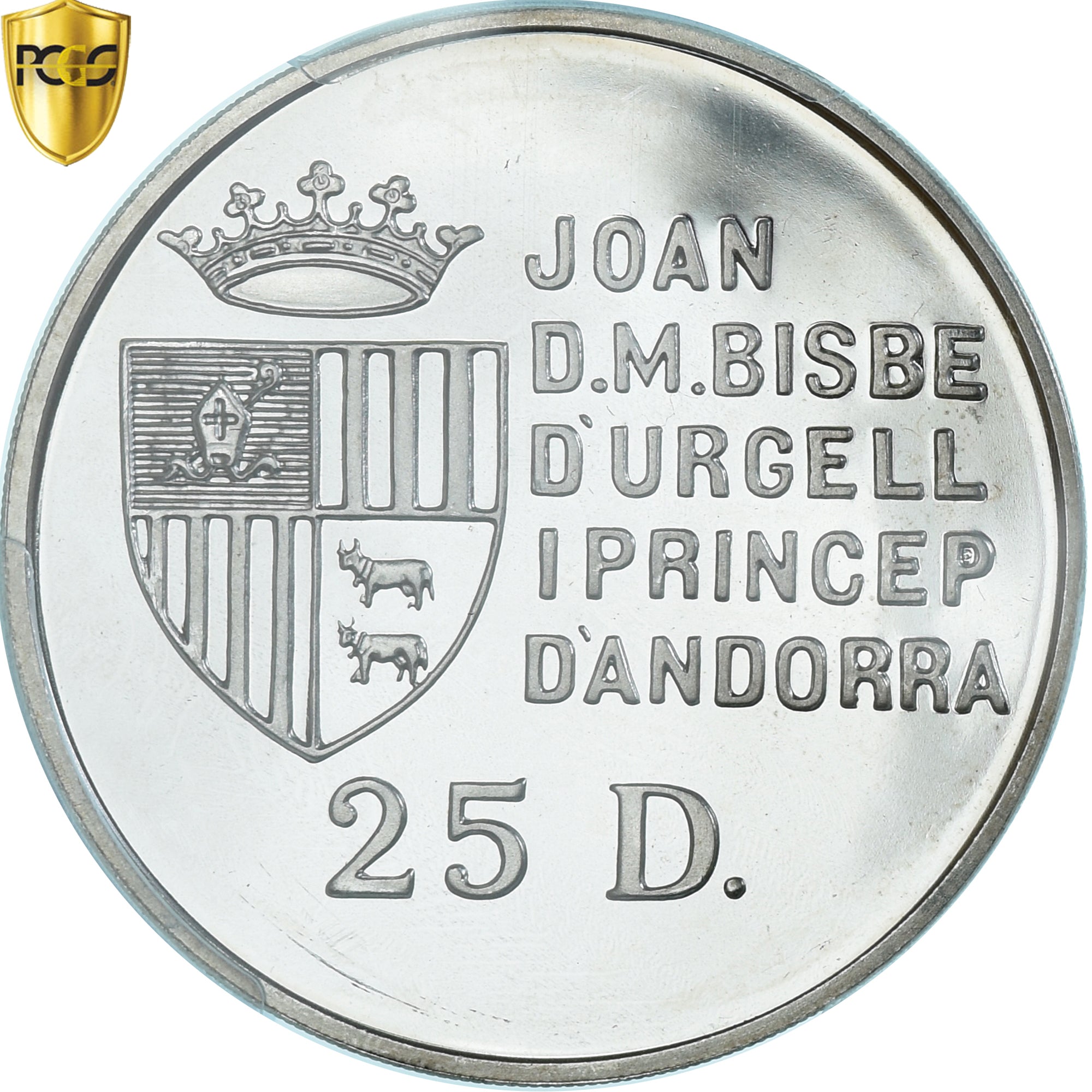 Moneta, Andorra, Croix Rouge, 25 Diners, 1991, Pobjoy Mint, Proof, PCGS