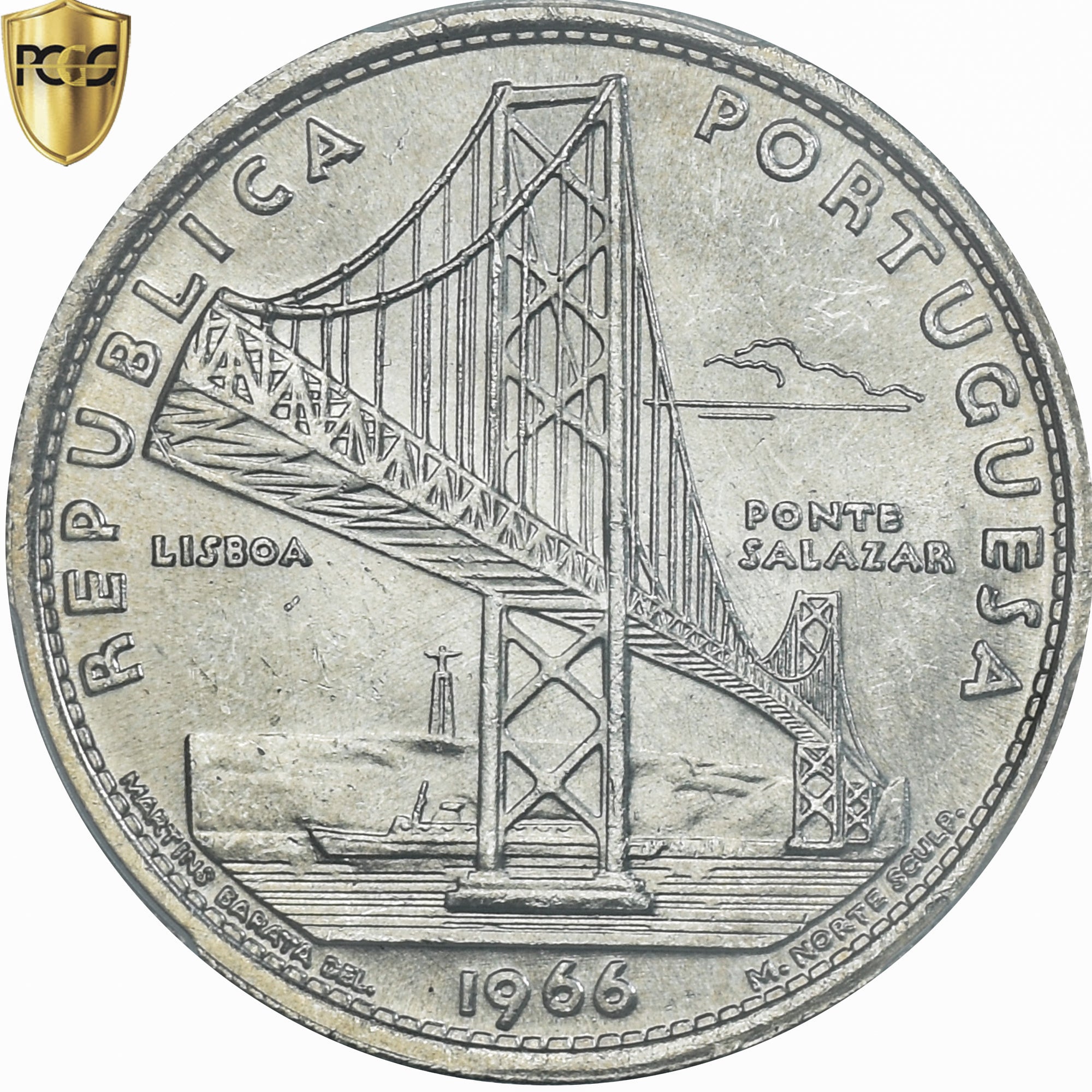 Monnaie, Portugal, Salazar Bridge, 20 Escudos, 1966, Lisbonne, PCGS, MS64, SPL+
