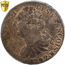 Frankreich, Louis XVI, 2 sols François, 1792 / AN 4, Rouen, Métal de cloche