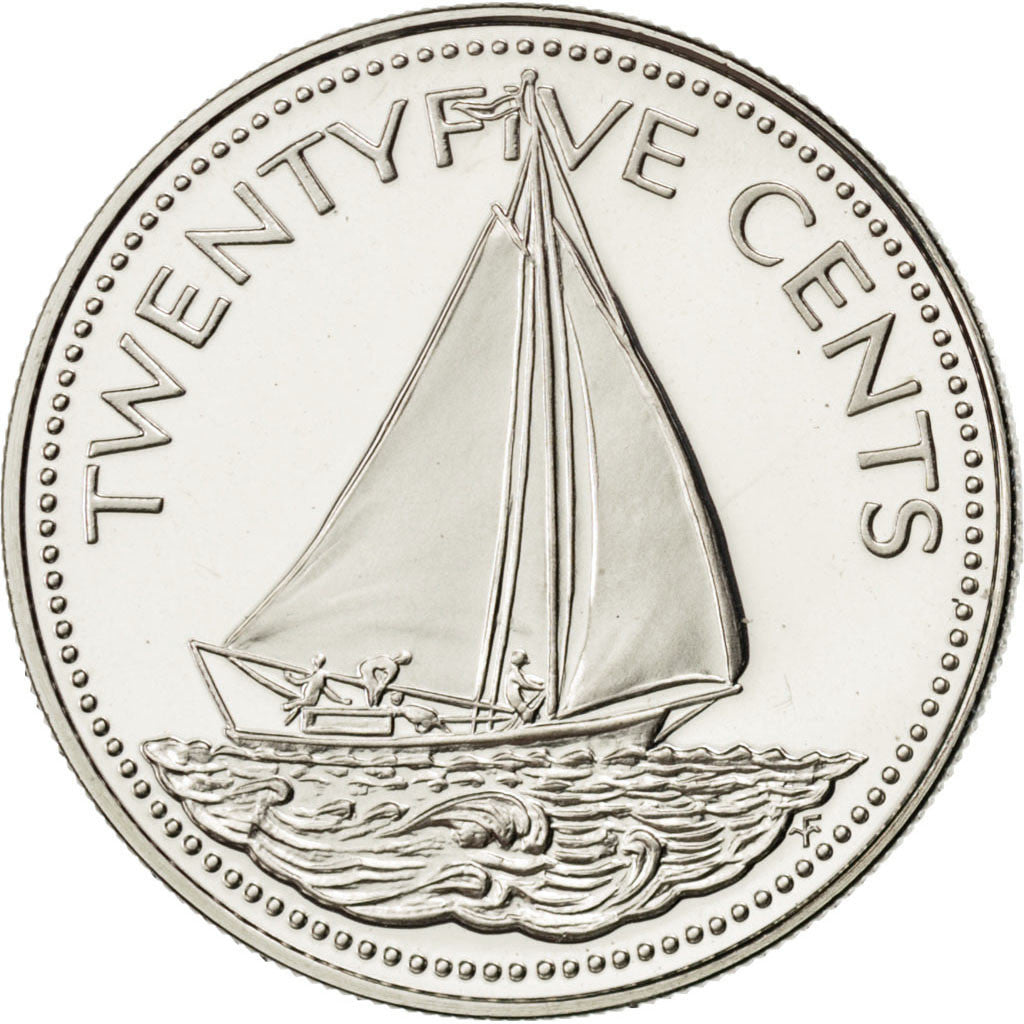 Münze, Bahamas, Elizabeth II, 25 Cents, 1974, U.S.A., STGL, Nickel, KM:63.1