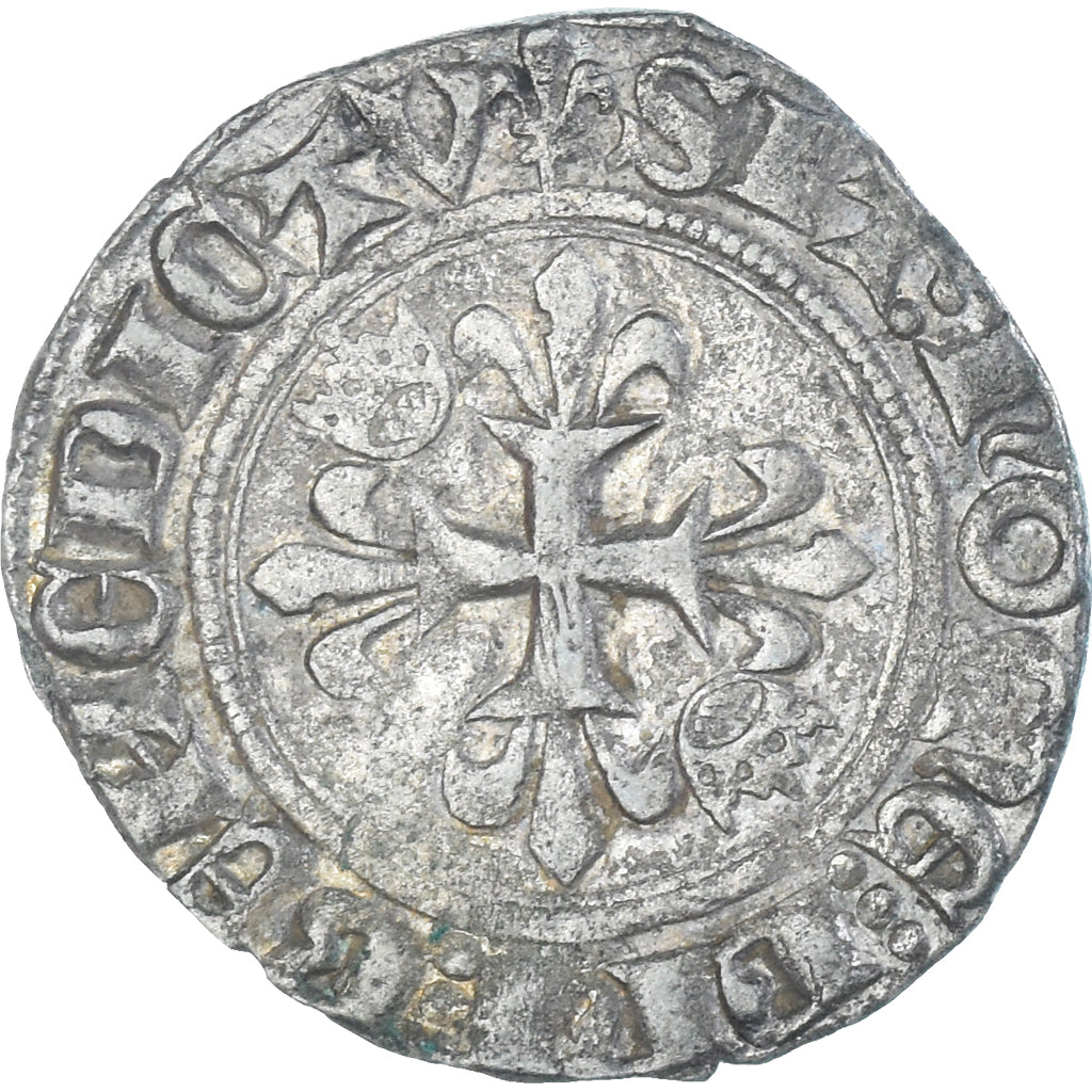 Moneda, Francia, Charles VI, Gros florette, MBC, Vellón, Duplessy:387