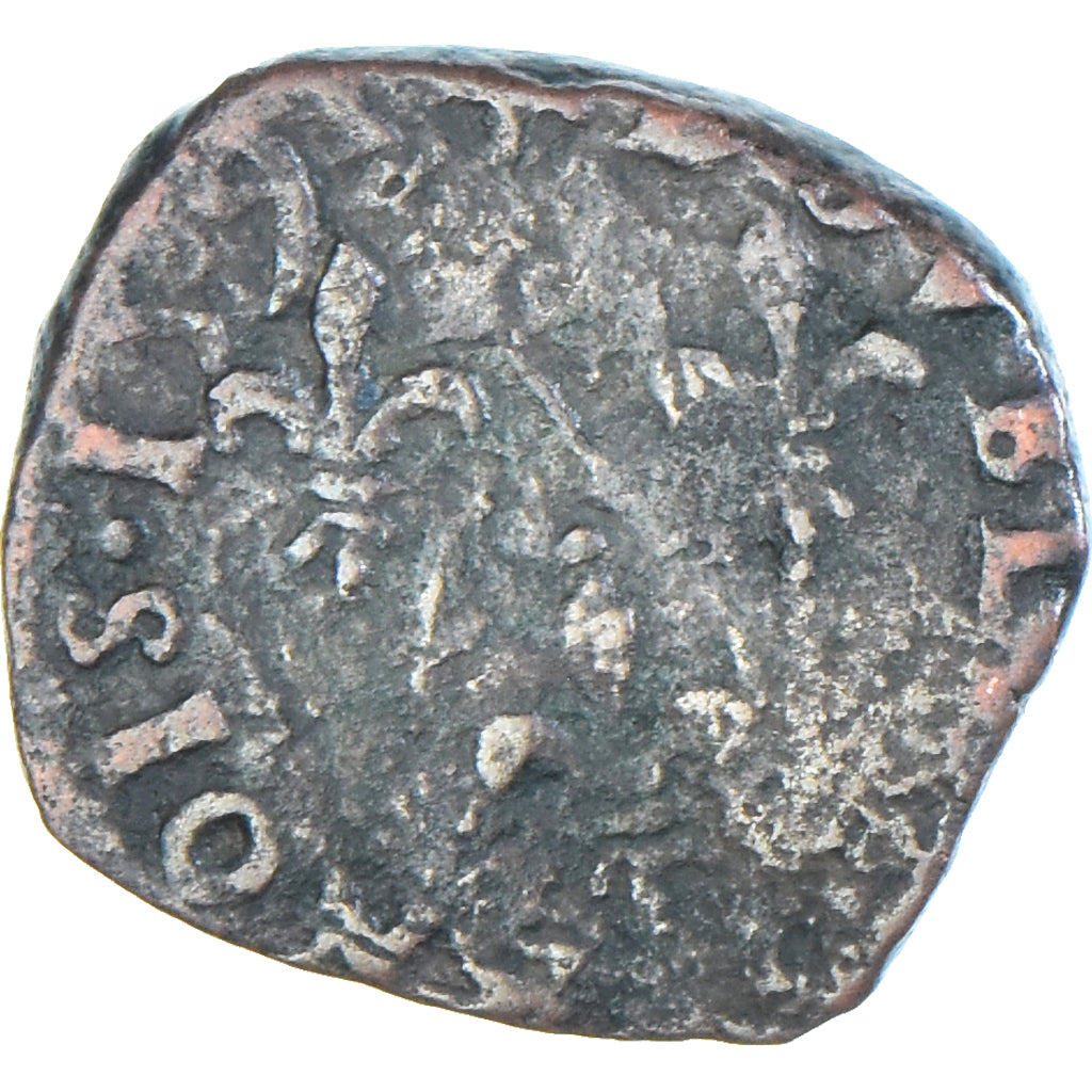 Moneta, Francia, Henri IV, Double Tournois, 1595, Saint-Palais, MB+, Rame