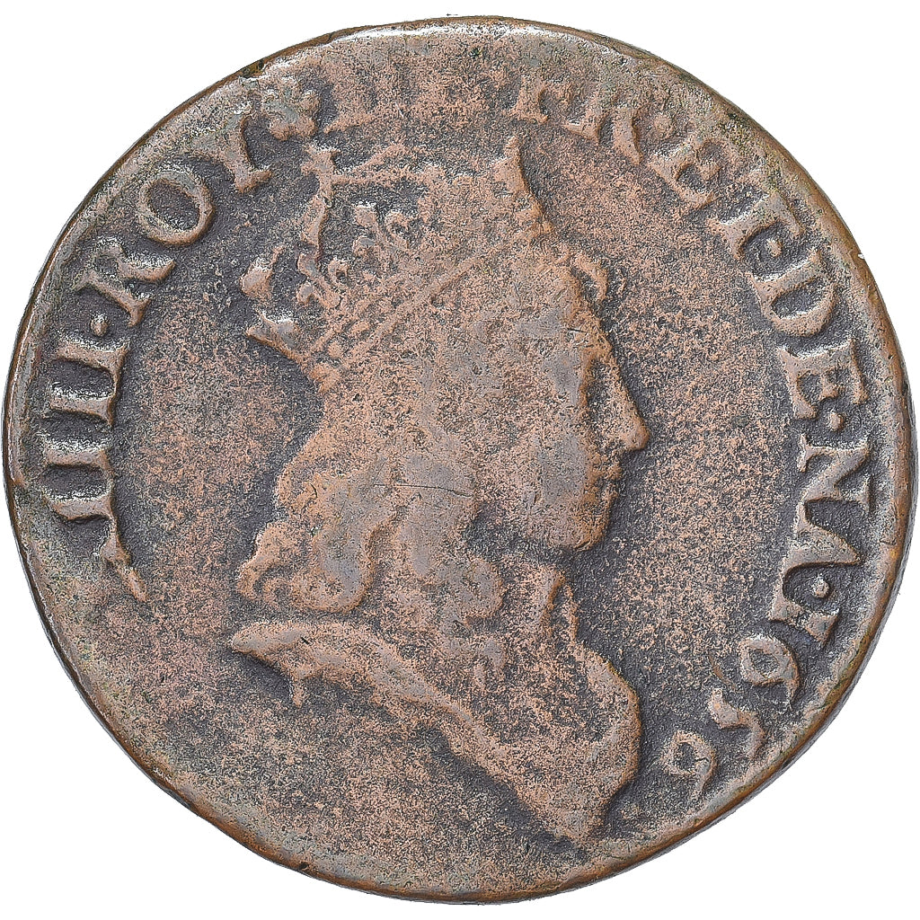 Monnaie, France, Louis XIV, Liard, 1656, Corbeil, rose, TB+, Cuivre, Gadoury:80