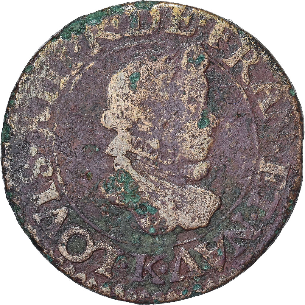 Monnaie, France, Louis XIII, Double Tournois, 1611, Bordeaux, TB, Cuivre
