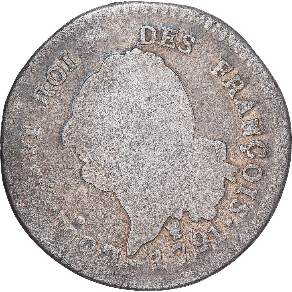 Moneda, Francia, 30 sols françois, 1791 / AN 3, Limoges, 2nd semestre, BC+