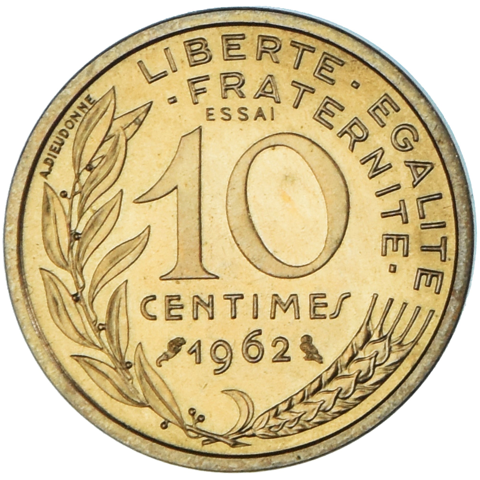 Moneda, Francia, Marianne, 10 Centimes, 1962, Paris, ESSAI, SC, Aluminio -