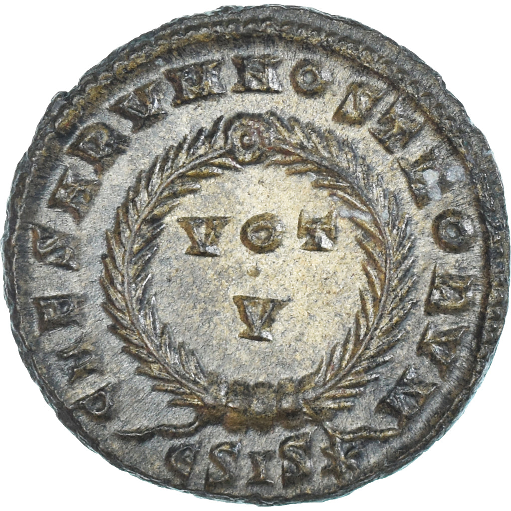 Moeda, Constantine II, Follis, 320-321, Siscia, AU(50-53), Bronze, RIC:164 var.