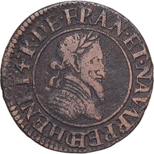 Monnaie, France, Henri IV, Double Tournois, 1591, Châlons-en-Champagne, TB+