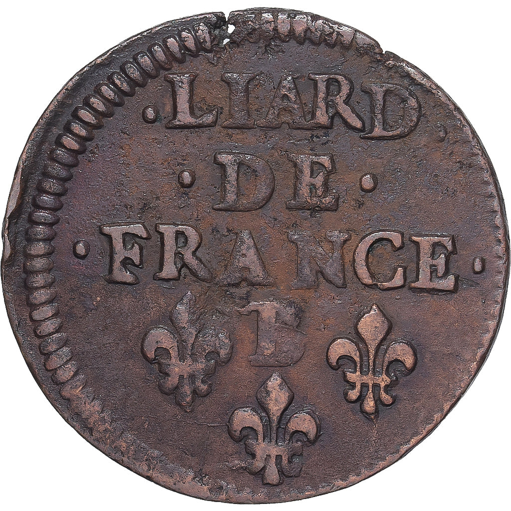 Monnaie, France, Louis XIV, Liard, 1656, Pont-de-l'Arche, TB+, Cuivre