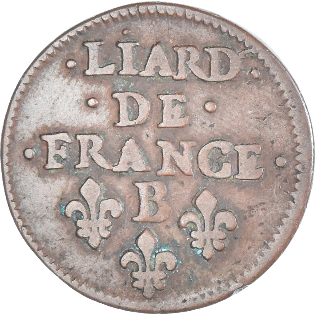 Coin, France, Louis XIV, Liard, 1656, Pont-de-l'Arche, VF(30-35), Copper