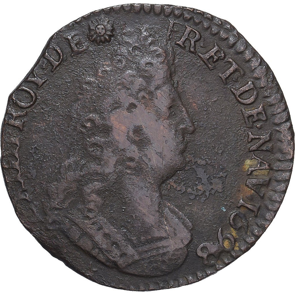 Monnaie, France, Louis XIV, Liard, 1698, Dijon, TB+, Cuivre, Gadoury:81