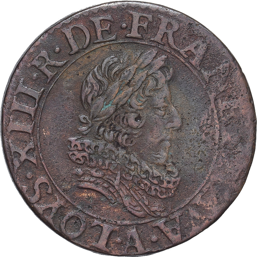 Monnaie, France, Louis XIII, Double Tournois, 1631, Paris, TTB, Cuivre
