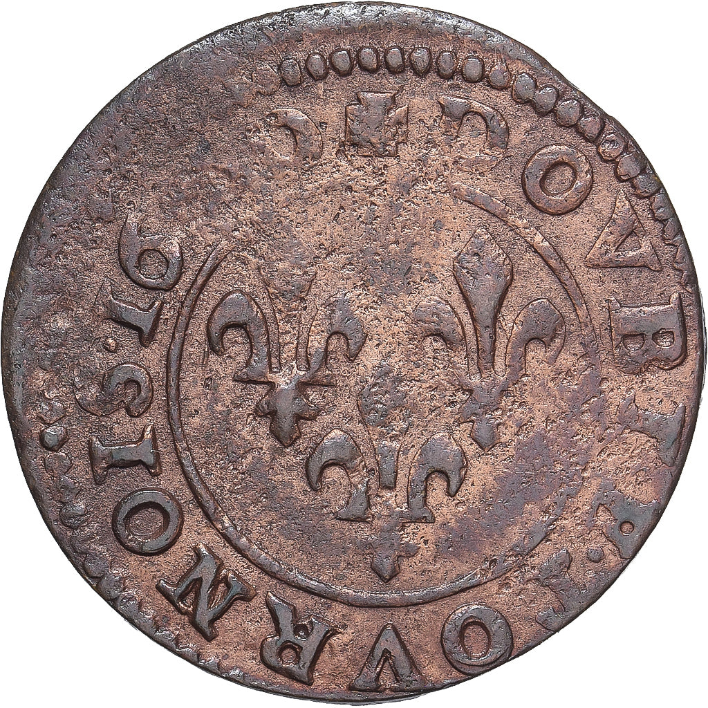 Monnaie, France, Louis XIII, Double Tournois, 1640, Feurs, TB+, Cuivre