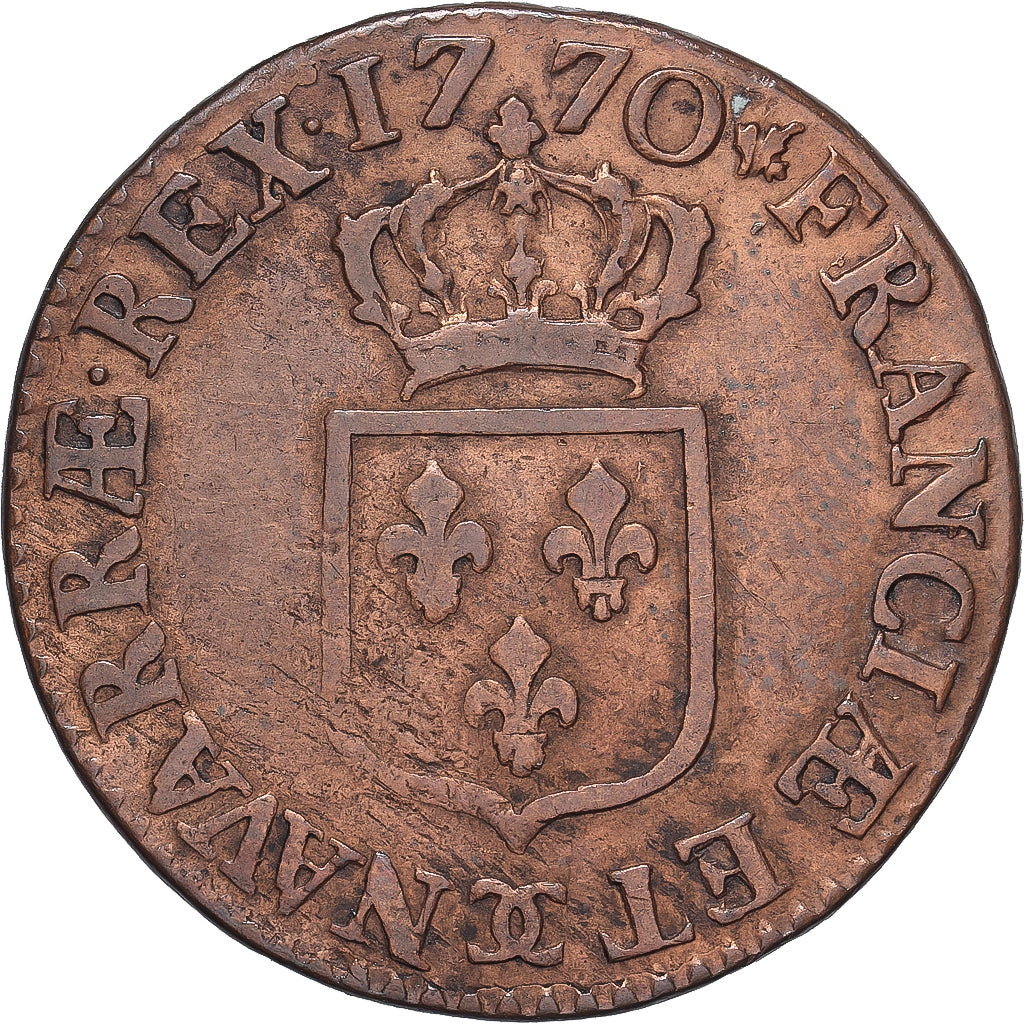 Munten, Frankrijk, Louis XV, 1/2 Sol à la vieille tête, 1770, Besançon, FR+