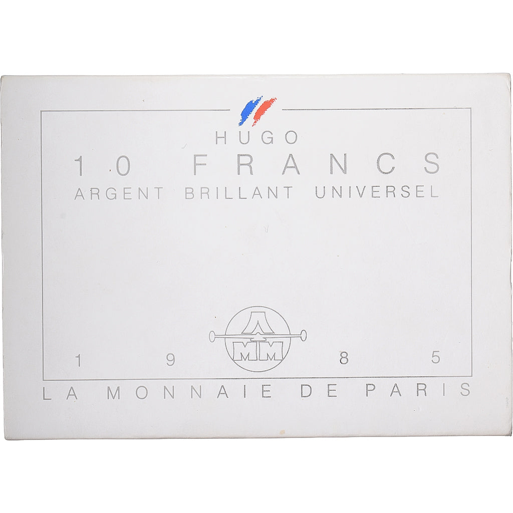 Moneda, Francia, Victor Hugo, 10 Francs, 1985, Monnaie de Paris, BU, FDC, Plata