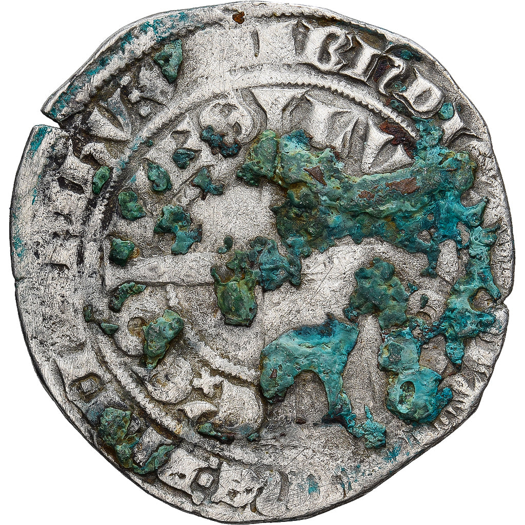 Moneda, Francia, Flanders, Louis II de Mâle, Gros, 1346-1384, BC+, Plata
