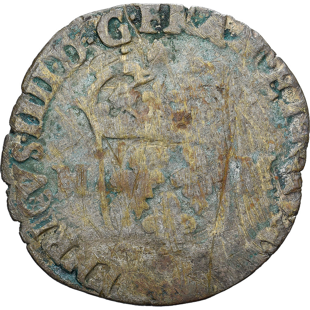 Moneda, Francia, Henri IV, Douzain aux deux H, BC, Vellón, Gadoury:551