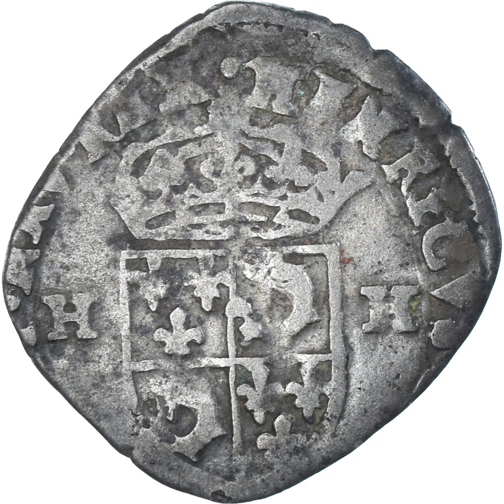 Münze, Frankreich, Henri IV, Douzain du Dauphiné aux 2 H, 1594, Grenoble, S+