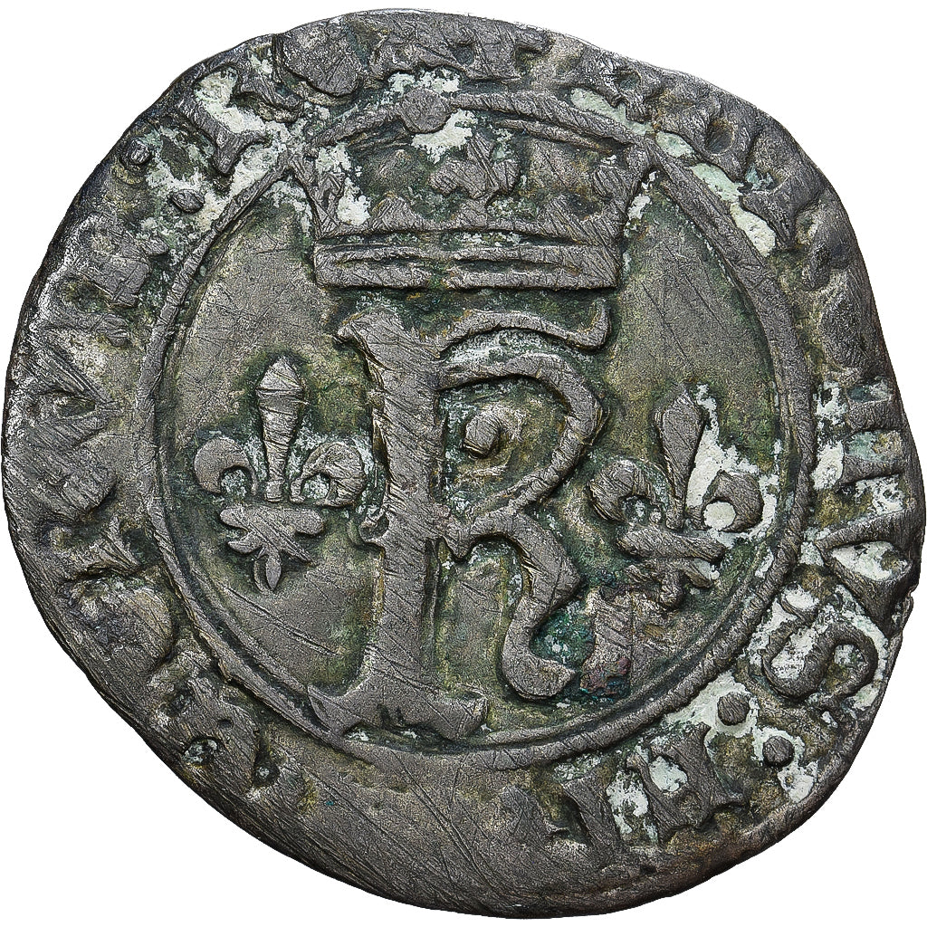 Coin, France, Charles VIII, Dizain Karolus, 1488, Saint-Lô, VF(30-35), Billon