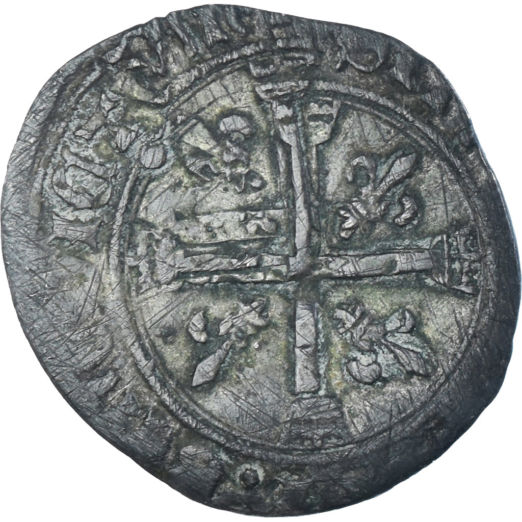 Moneda, Francia, Charles VIII, Dizain Karolus, 1488, Saint-Lô, BC+, Vellón