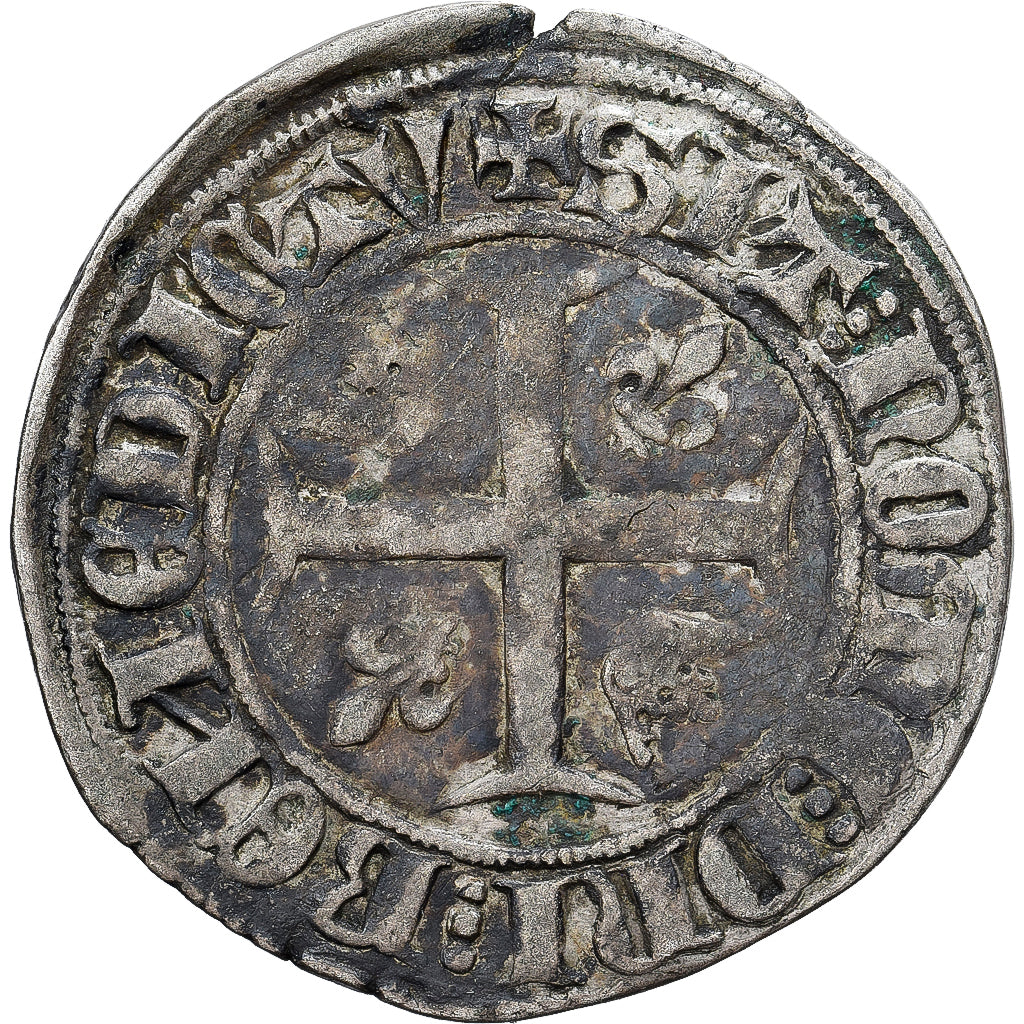 Coin, France, Charles VI, Blanc Guénar, 1385-1389, Tournai, VF(30-35), Billon