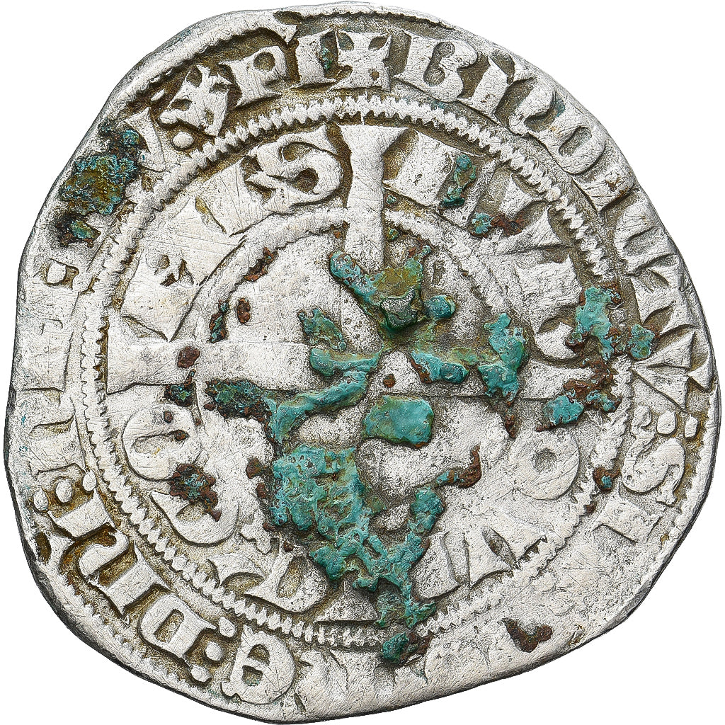 Moneda, Francia, Flanders, Louis II de Mâle, Gros, 1346-1384, BC+, Plata