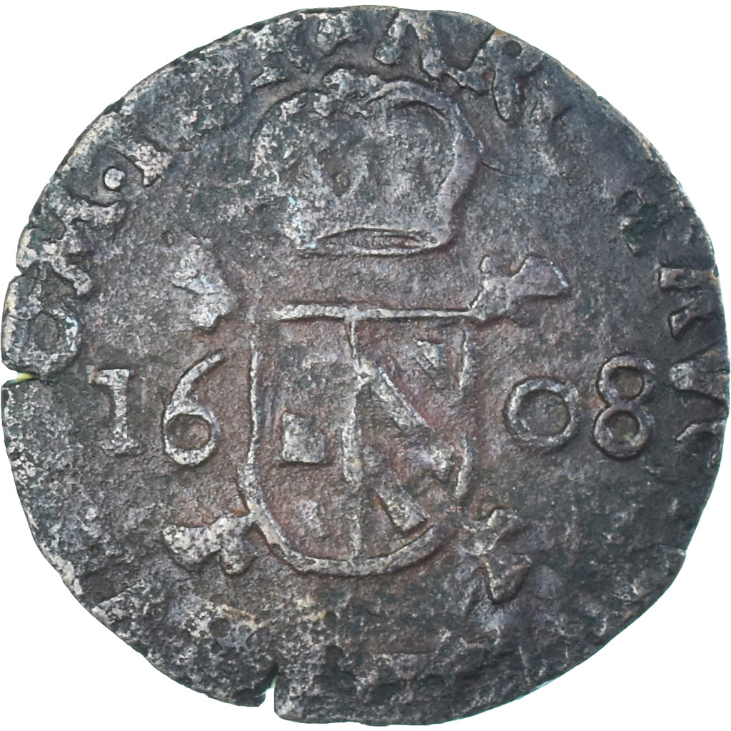 Munten, Lage Spaanse landen, Albert & Isabella, Double Denier, 1608, Tournai
