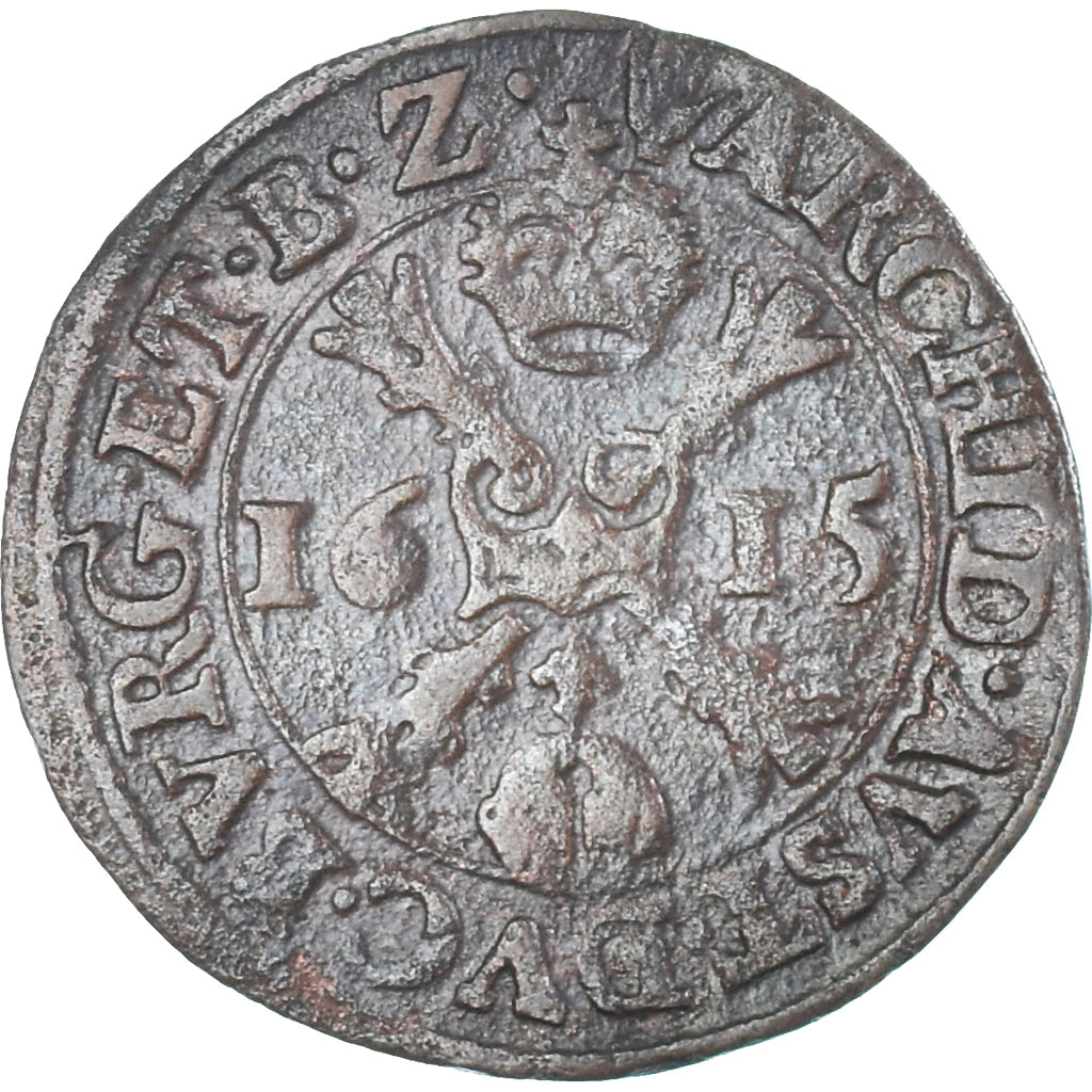 Munten, Lage Spaanse landen, Albert & Isabella, Duit, 1615, Anvers, FR+, Koper