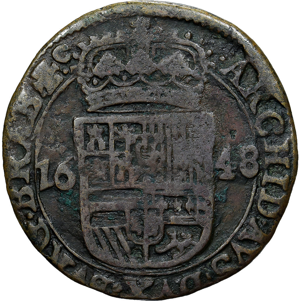 Monnaie, Pays-Bas espagnols, Philippe IV, Liard, Oord, 1648, Bruxelles, TB+