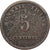 Moneta, Belgia, Monnaie fictive, 5 Centimes, 1833, Alost, VF(30-35), Miedź