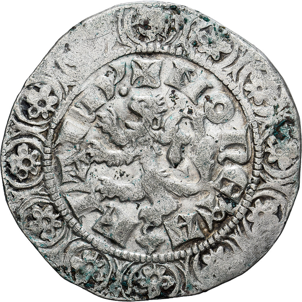 Moneta, Francia, Flanders, Louis II de Mâle, Gros, 1346-1384, MB+, Argento