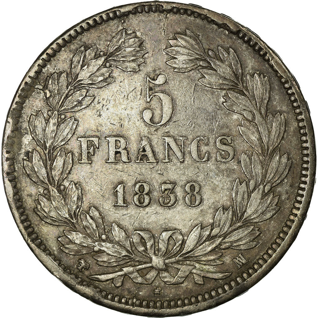 Coin, France, Louis-Philippe, 5 Francs, 1838, Marseille, AU(50-53), Silver