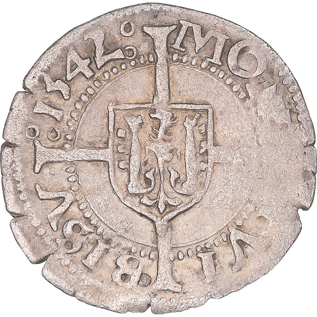 Moneda, ESTADOS FRANCESES, Franche-Comté, 1/2 Carolus, 1542, Besançon, BC+