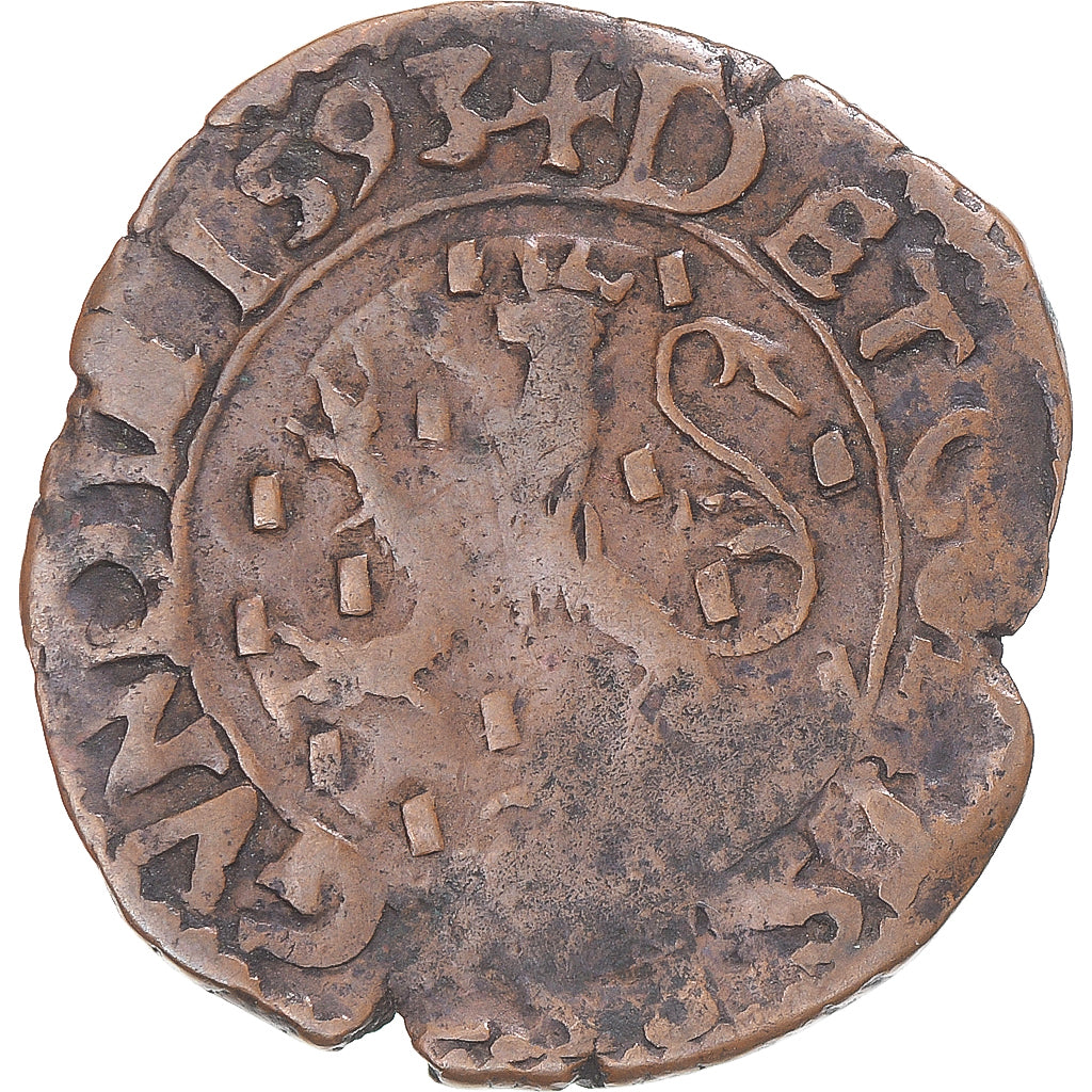 Monnaie, Régions françaises, Franche-Comté, Philippe II, 2 Deniers, 1593