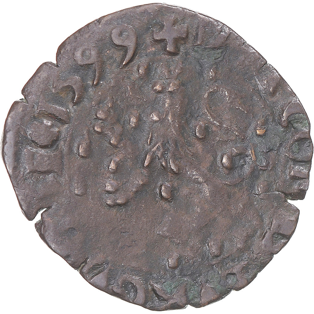 Moneta, TERYTORIA FRANCUSKIE, Franche-Comté, Philip II, 2 Deniers, 1599, Dole