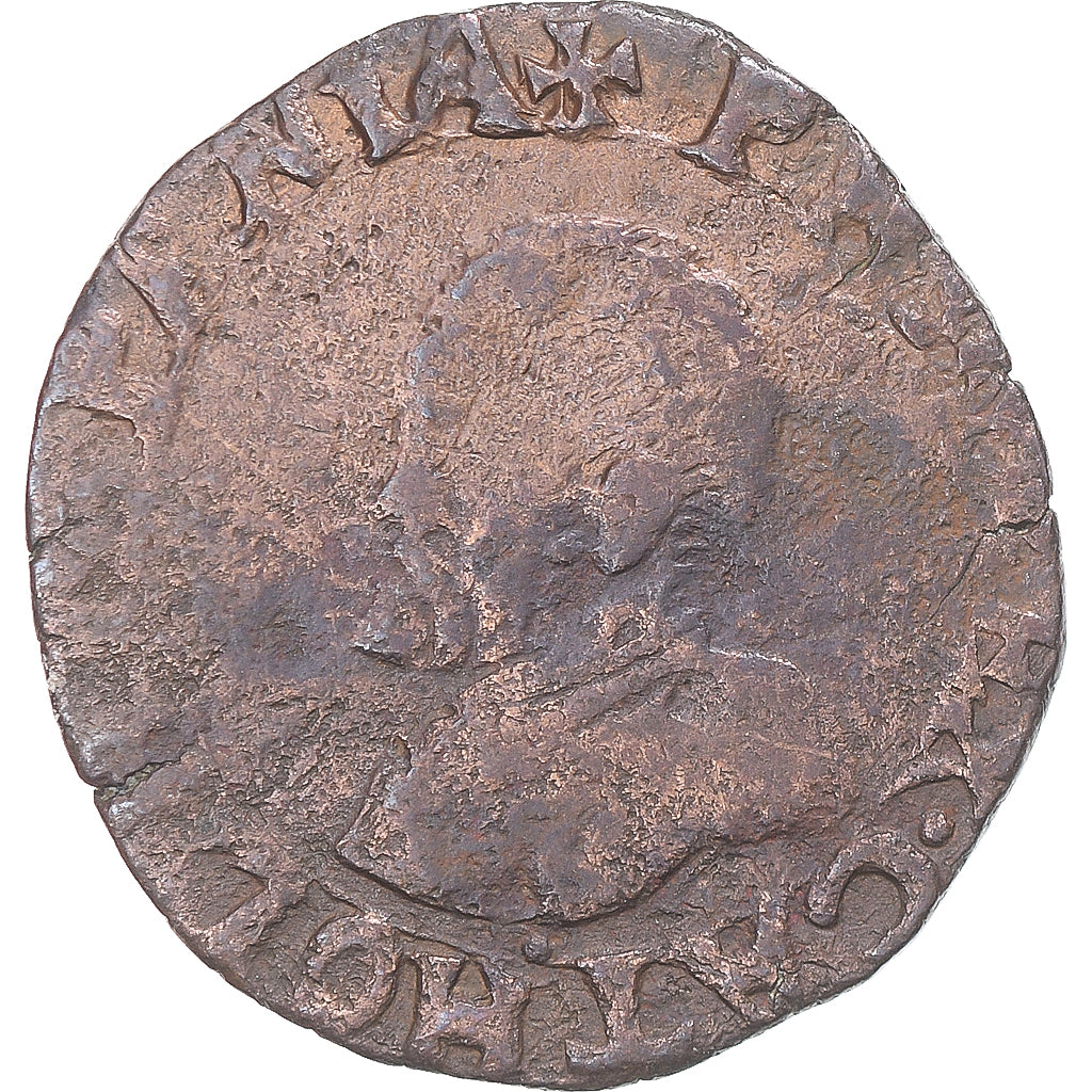 Moneta, TERYTORIA FRANCUSKIE, Franche-Comté, Philip II, 2 Deniers, 1589, Dole