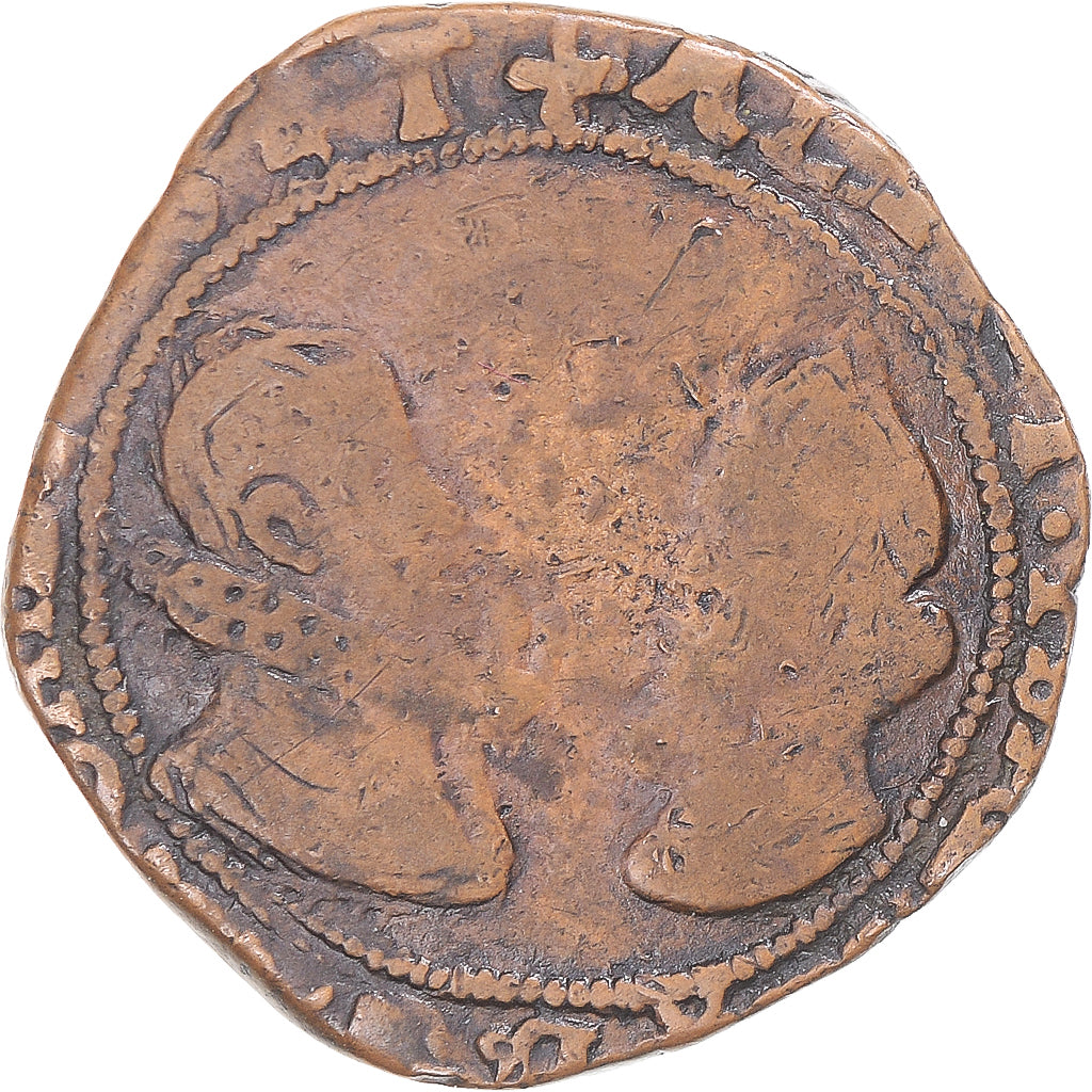 Moneta, TERYTORIA FRANCUSKIE, Franche-Comté, Albert & Isabella, 2 Deniers