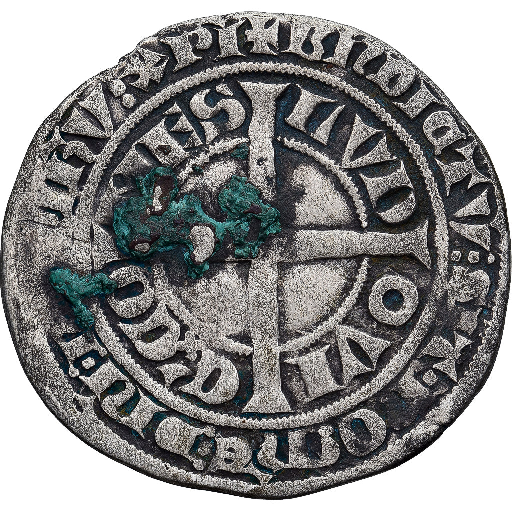 Munten, Frankrijk, Vlaanderen, Louis II de Mâle, Gros, 1346-1384, FR+, Zilver
